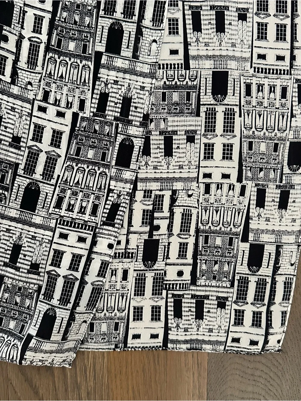 Vintage Anthropologie Silk Oblong Architectural Print Scarf Black, White 58.5